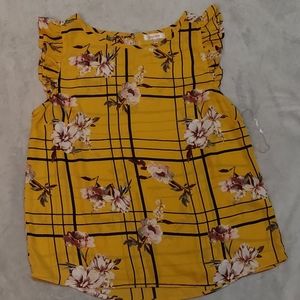 Stella Tweed Mustard Floral Shirt Sz M